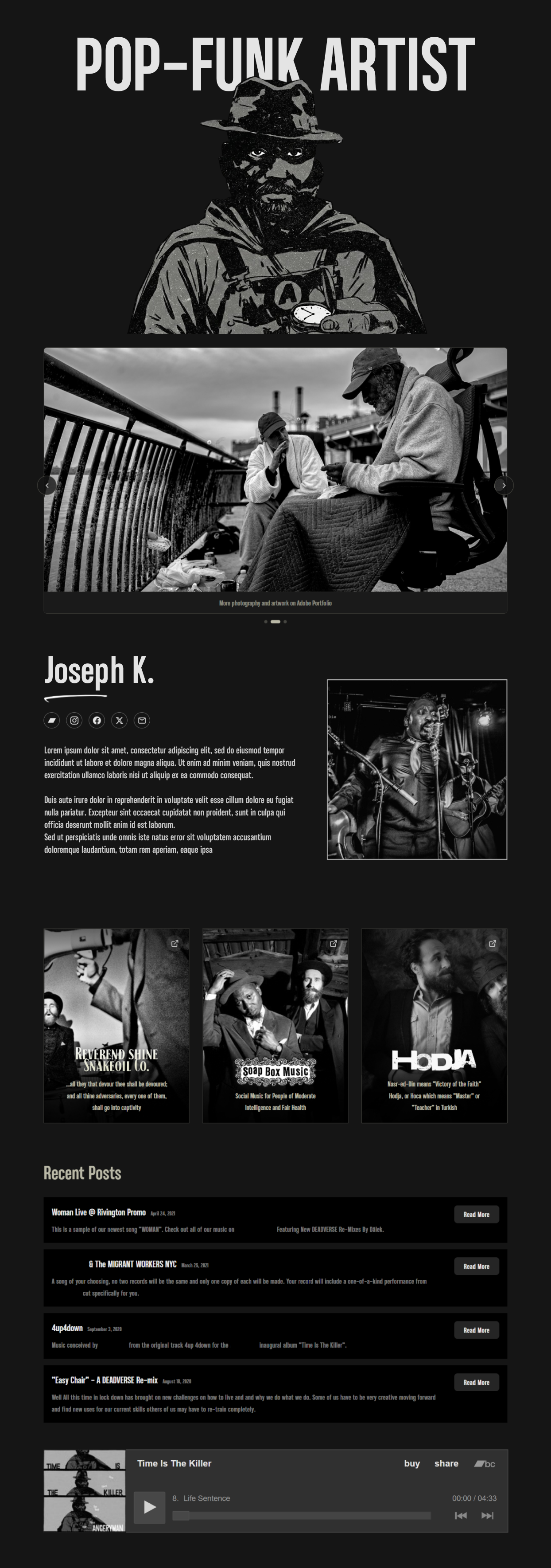 Pop-Funk Artist Website – OKRA™ Package website preview