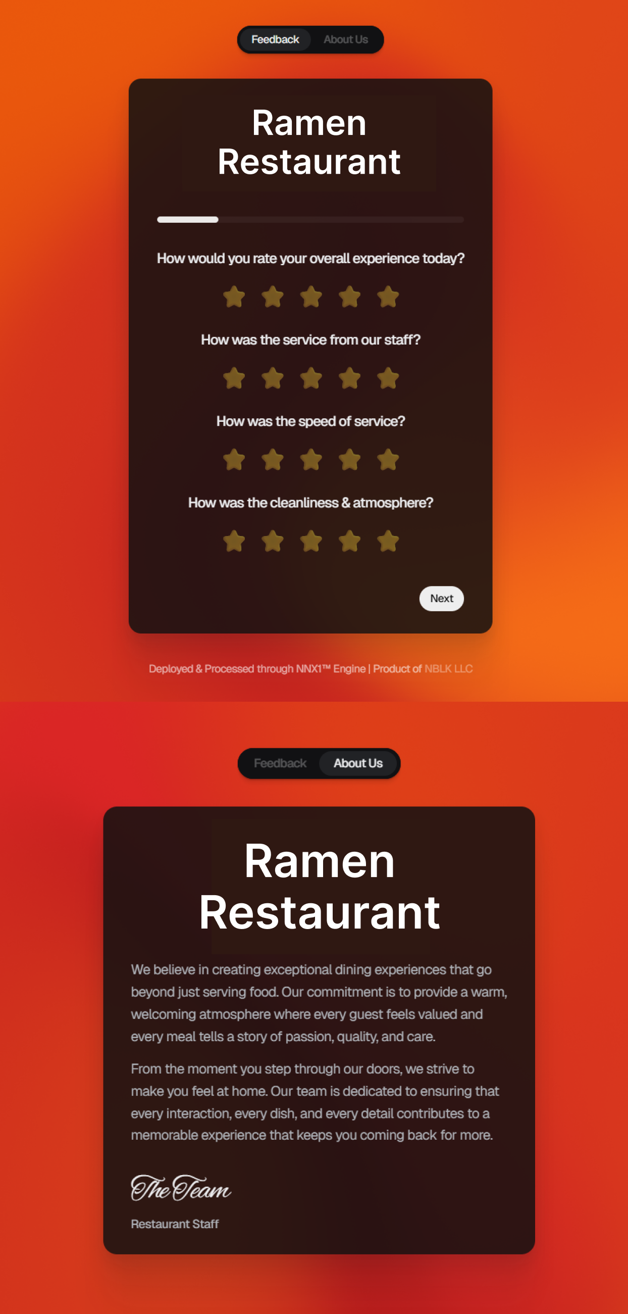 Customer Feedback Web Application – Ramen Restaurant website preview